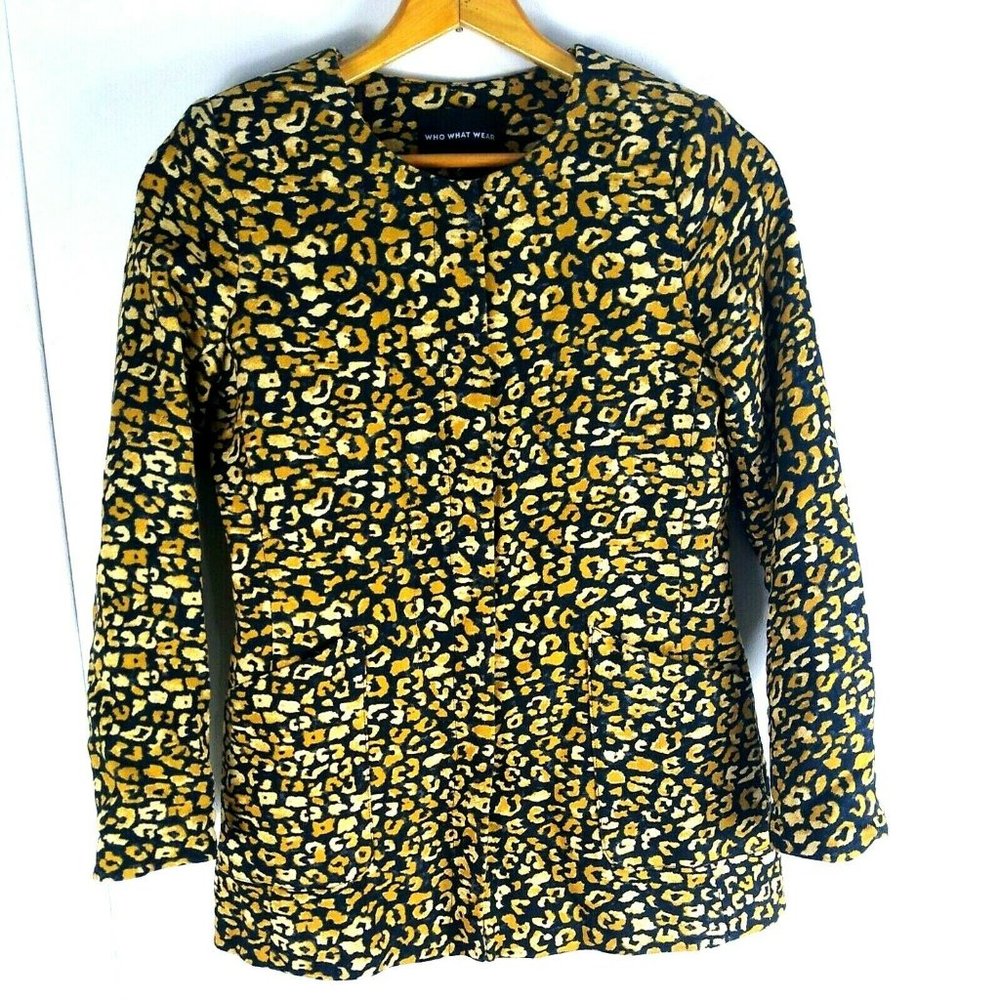 Who What Wear Blazer Frock Coat Animal Print Small
